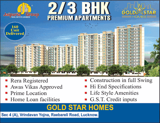 Book premium 2 & 3 BHK apartments at Jaipuria Gold Star Homes in Lucknow